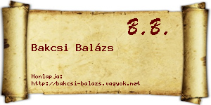 Bakcsi Balázs névjegykártya
