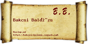 Bakcsi Balázs névjegykártya